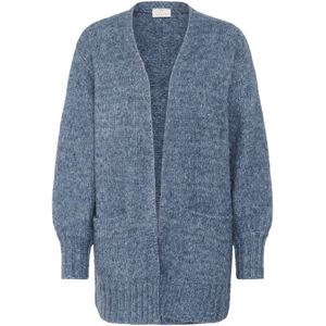 Kaffe - Gebreid Vest - Blauw - Met Wol