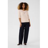 Cream - Korte Mouw Pullover - Beige - Dames - Met Geborduurde Details