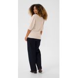 Cream - Korte Mouw Pullover - Beige - Dames - Met Geborduurde Details