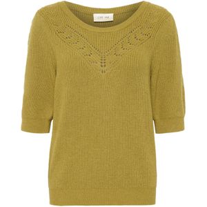 Cream - CRDela - Gebreide Trui - Mosterd - Driekwart Mouw