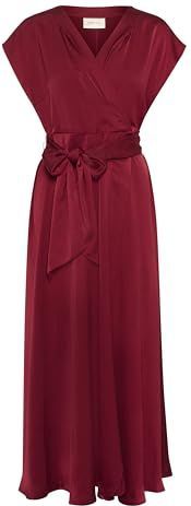 Cream - Maxi-jurk - Cabernet - Formele V-hals - Korte Mouwen - Enkellengte