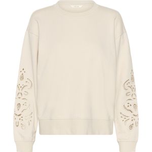 Cream - CRJosie - Sweatshirt - Beige - College-stijl met Geborduurde Kant Details
