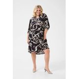 KAFFE - MAREN FRILL - Blouse - Zwart / Wit - Pofmouwen - Losse Pasvorm