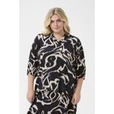 KAFFE - MAREN FRILL - Blouse - Zwart / Wit - Pofmouwen - Losse Pasvorm