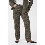 Kaffe Curve - Broeken - Bruin - Dames - Hoge Taille - Strikceintuur - Rechte Pijpen