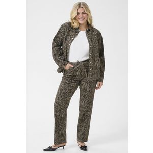 Kaffe Curve - Broeken - Bruin - Dames - Hoge Taille - Strikceintuur - Rechte Pijpen