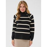 Cream - Dela - Gebreide Trui - Lichtbeige/Zwart