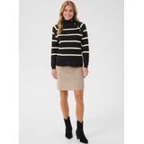 Cream - Dela - Gebreide Trui - Lichtbeige/Zwart