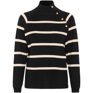 Cream - Dela - Gebreide Trui - Lichtbeige/Zwart