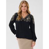 Cream - Blouse 'Rosine' - Taupe/Zwart - Blouseshirt - Lange Mouw