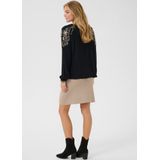 Cream - Blouse 'Rosine' - Taupe/Zwart - Blouseshirt - Lange Mouw