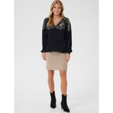 Cream - Blouse 'Rosine' - Taupe/Zwart - Blouseshirt - Lange Mouw