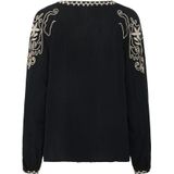 Cream - Blouse 'Rosine' - Taupe/Zwart - Blouseshirt - Lange Mouw