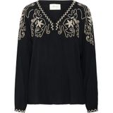 Cream - Blouse 'Rosine' - Taupe/Zwart - Blouseshirt - Lange Mouw