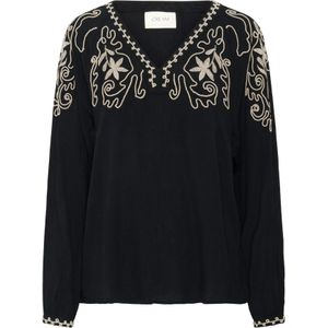 Cream - Blouse 'Rosine' - Taupe/Zwart - Blouseshirt - Lange Mouw