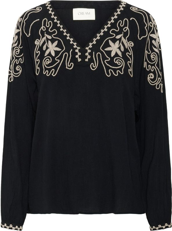 Cream - Blouse 'Rosine' - Taupe/Zwart - Blouseshirt - Lange Mouw