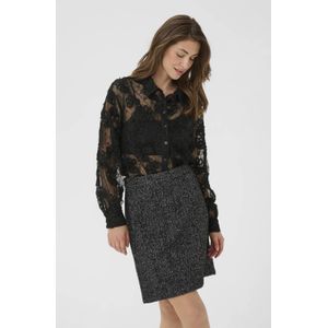 Cream - Blouse - Zwart - 100% Polyester - Lange Mouwen - Knoopsluiting