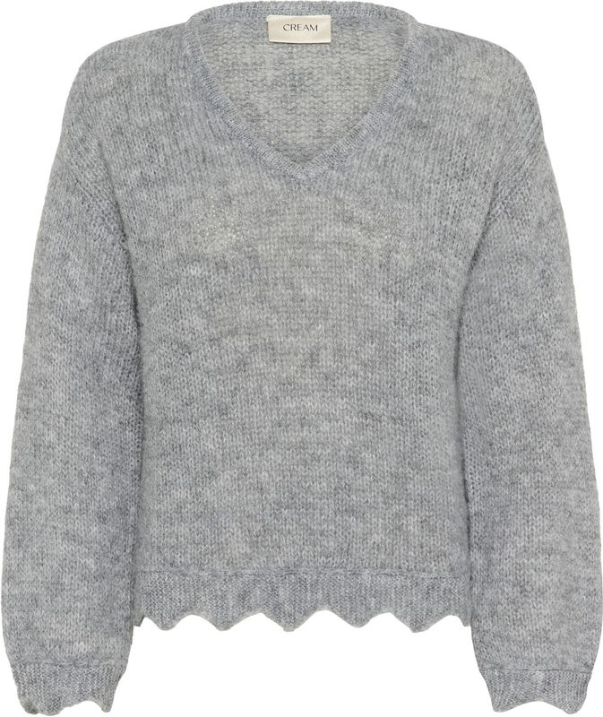 Cream - Niso - Trui - Grijs Gemêleerd - Losse Pasvorm - V-hals