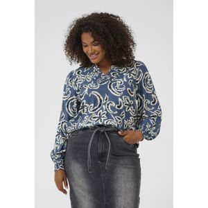 Kaffe Curve - Blouse - Veelkleurig - Met Paisley Print en Pofmouwen