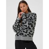 Kaffe - Trui 'Sandra' - Grijs Gemêleerd/Zwart - Gebreide Trui