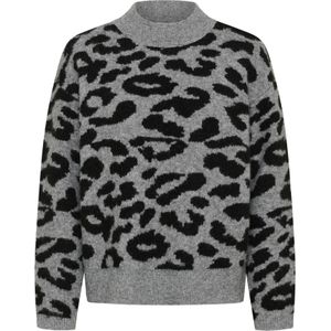 Kaffe - Trui 'Sandra' - Grijs Gemêleerd/Zwart - Gebreide Trui