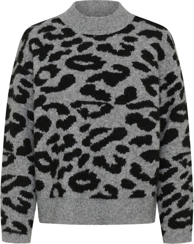 Kaffe - Trui 'Sandra' - Grijs Gemêleerd/Zwart - Gebreide Trui