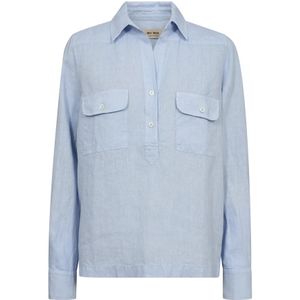 MOS Mosh, Dames, Blouses & Shirts, Blauw, Maat: S Linnen,
