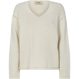 MOS Mosh - Mmbine V-Neck Knit - Gebreide Trui - Wit - Zachte Stof