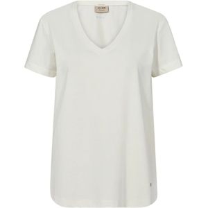 Mos Mosh - Mmdala V-Ss Basic Tee - T-shirt - Wit - 75% Modal, 25% Modal