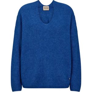 MOS MOSH - Gebreide Trui - Blauw - Losse Pasvorm - Lange Mouw