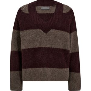 Mos Mosh - Mmtaci Stripe Ls V-Neck Knit - Gebreide Trui - Veelkleurig - Wol