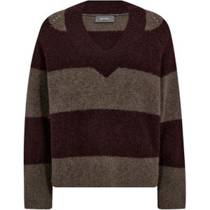 Mos Mosh - Mmtaci Stripe Ls V-Neck Knit - Gebreide Trui - Veelkleurig - Wol