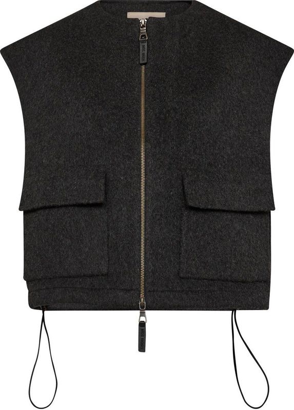 MOS Mosh - Mmelise Loisa Wool Vest - Grijs - Dames - Ronde Hals - Luxe Wolmix
