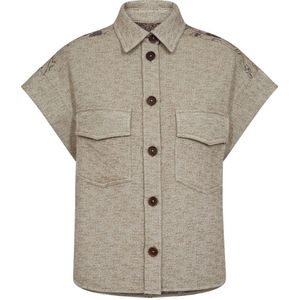 Mos Mosh - MMVersa - Blouse - Lichtbruin - Katoen - Korte Mouwen