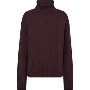 MOS Mosh - Chunky Gebreide Rolkraag Trui - Bruin - Dames