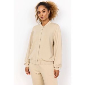 Soyaconcept, Sweatshirts & Hoodies, Dames, Beige, S, Polyester, Zachte Sweat Vest met Mandarin Kraag