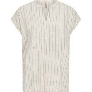 Sc-Poula 1 - T-shirt - Gestreept - V-hals - Korte Mouwen - 70% Ecovero Viscose, 30% Linnen