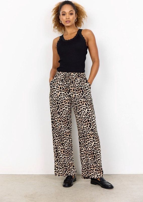 Broek - Pietta - Dierenprint - 7/8 lengte - Wide leg - Mid waist