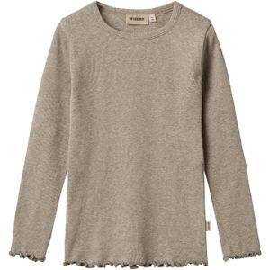 WHEAT - Kid's Rib TShirt L/S Ida - Longsleeve - Beige - Katoen/Elastaan