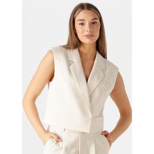 Copenhagen Muse - Gilet - Ecru - Polyester - Mouwloos - V-hals