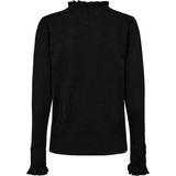 FREEQUENT - Trui 205095 - Zwart - Damestrui - Met Ruffles en Knopen