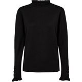 FREEQUENT - Trui 205095 - Zwart - Damestrui - Met Ruffles en Knopen