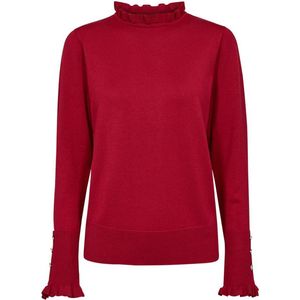 Freequent Dames trui rood (Maat: L) - Effen - Halslijn: Opstaande kraag,