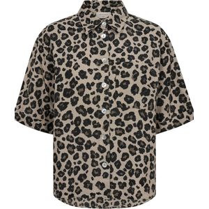 Freequent - Blouse - Veelkleurig - Korte Mouwen - Luipaardprint