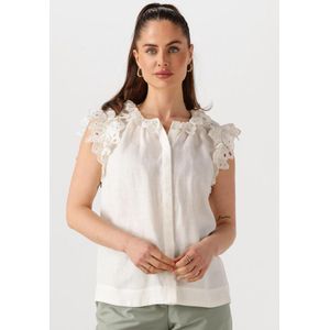 Copenhagen Muse - Blouse - Blauw - Linnen - Shirt met Rucheskraag