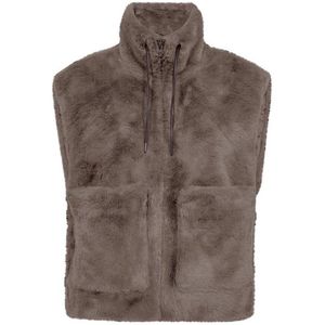 Freequent - Fqfony Waistcoat - Damesjas - Morel - Mouwloos - Teddy-patroon