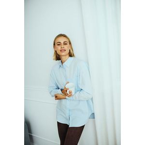 Freequent - Lichtblauwe Blouse - Dames - Katoen - Met Knoopsluiting