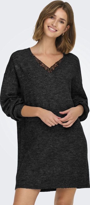 ONLY - Omkeerbare Trui-Jurk - Grijs - Acryl - 3/4 Midi Lengte