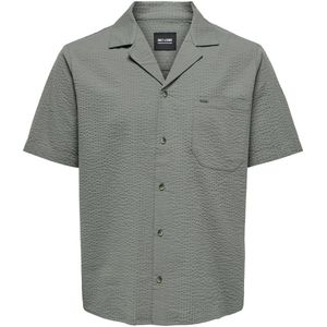 Overhemd - Korte Mouwen - Seersucker - Casual Look - Lichtgrijs