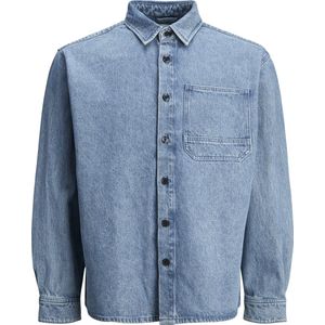 Jack & Jones - Overhemd - Blauw - Katoen - Effen Geknoopt